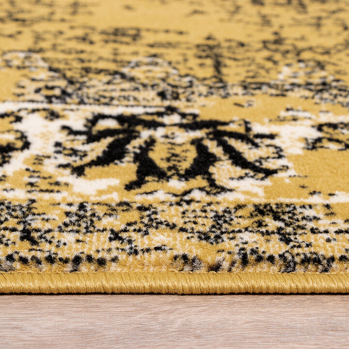 Matta I Vintagestil - Wonder Gul/Svart