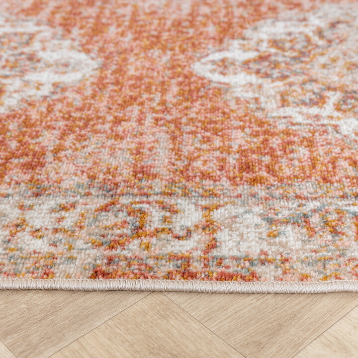 Vintage-Löpare - Spring Medaillon Terrakotta/Gräddvit