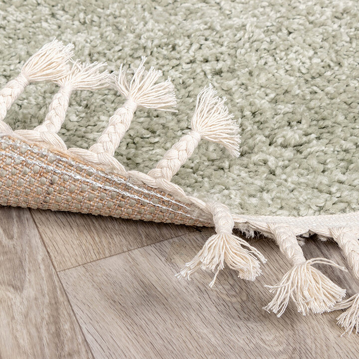 Rund Matta Med Hög Lugg  - Lofty Fringe Mintgrön