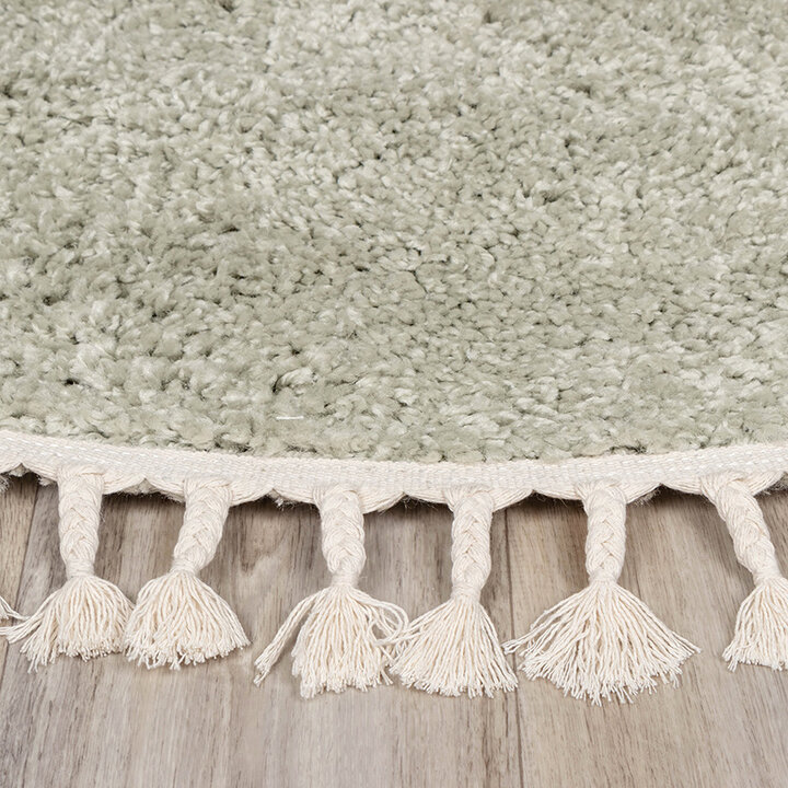 Rund Matta Med Hög Lugg  - Lofty Fringe Mintgrön