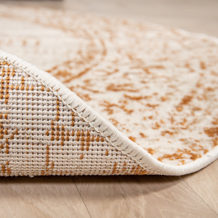 Rund Matta I Vintagestil - Spring Ethnic Gräddvit/Terrakotta