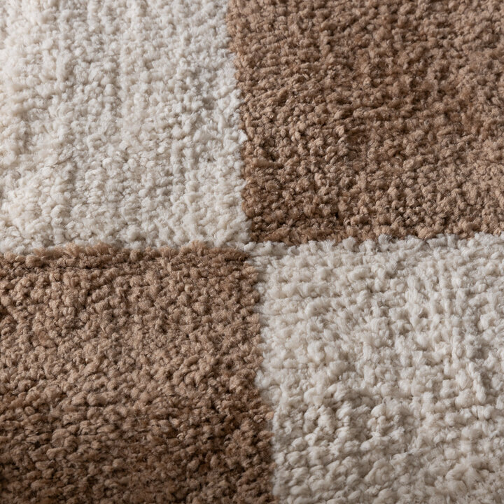 Schackmönstrad Matta  - Blox Fringe Beige