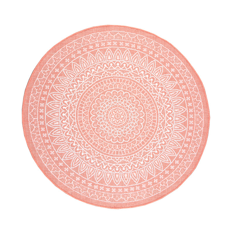 Rund Utomhusmatta - Summer Aztec Rosa - sfeer