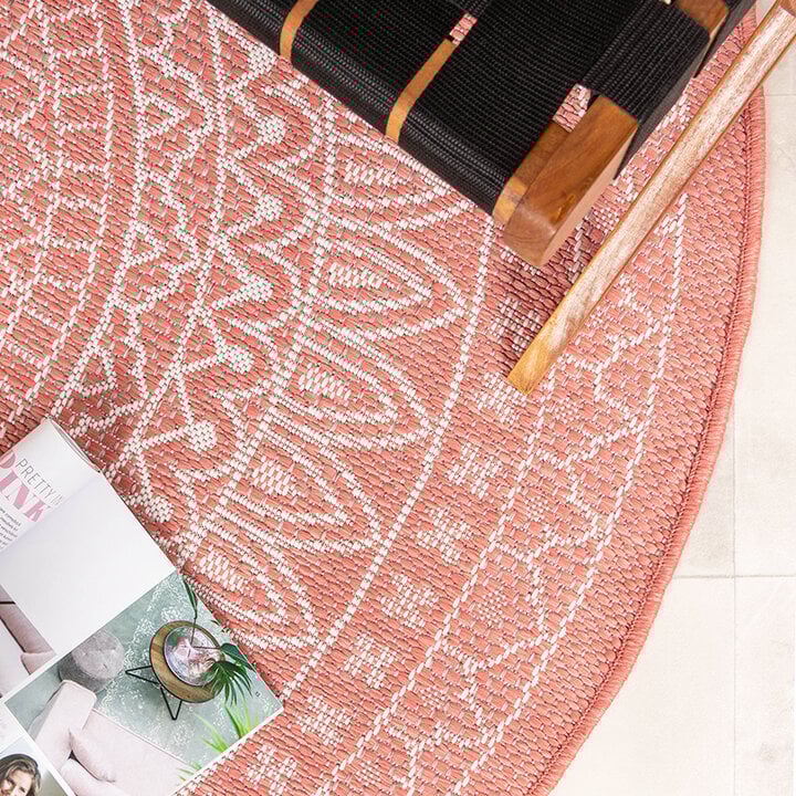 Rund Utomhusmatta - Summer Aztec Rosa