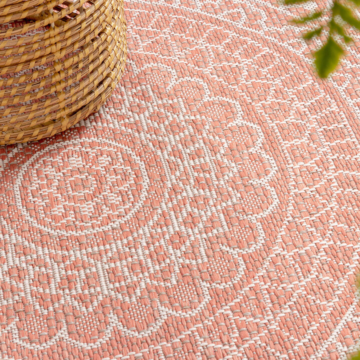 Rund Utomhusmatta - Summer Aztec Rosa