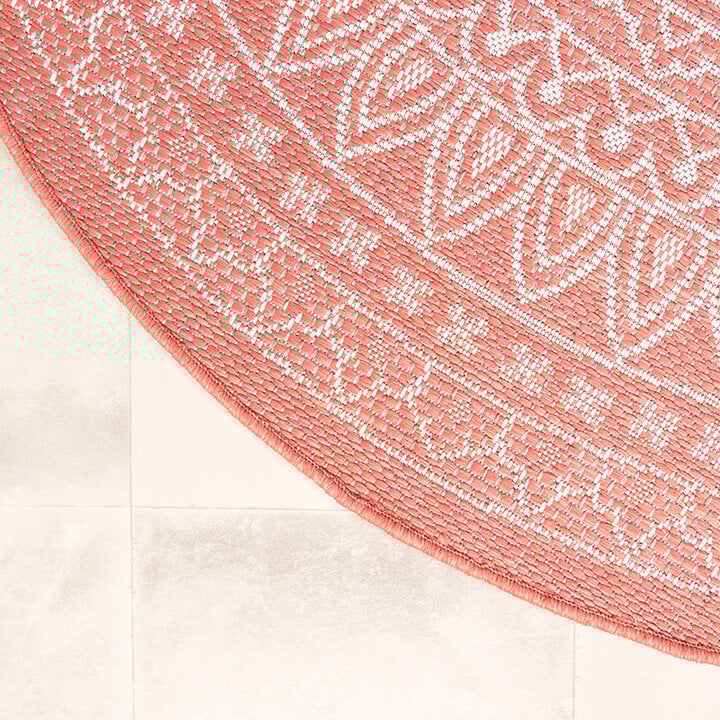 Rund Utomhusmatta - Summer Aztec Rosa