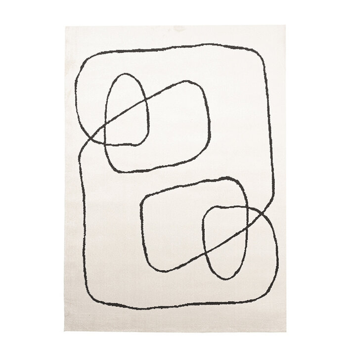 Japandi-Matta - Yori Lines Gräddvit/Svart