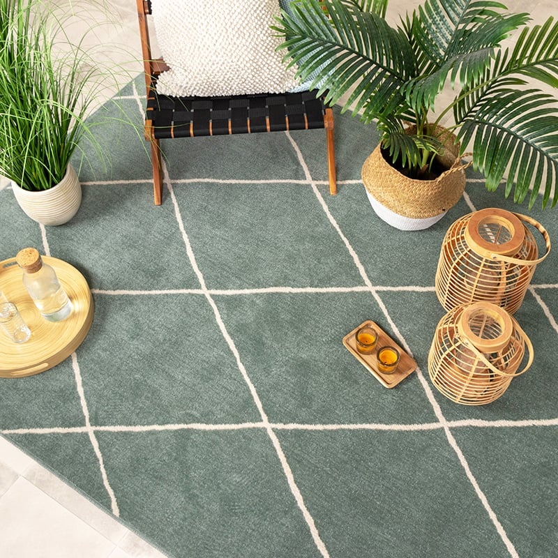 Skandinavisk Utomhusmatta - Odin Lines Grön