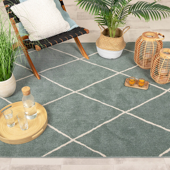 Skandinavisk Utomhusmatta - Odin Lines Grön