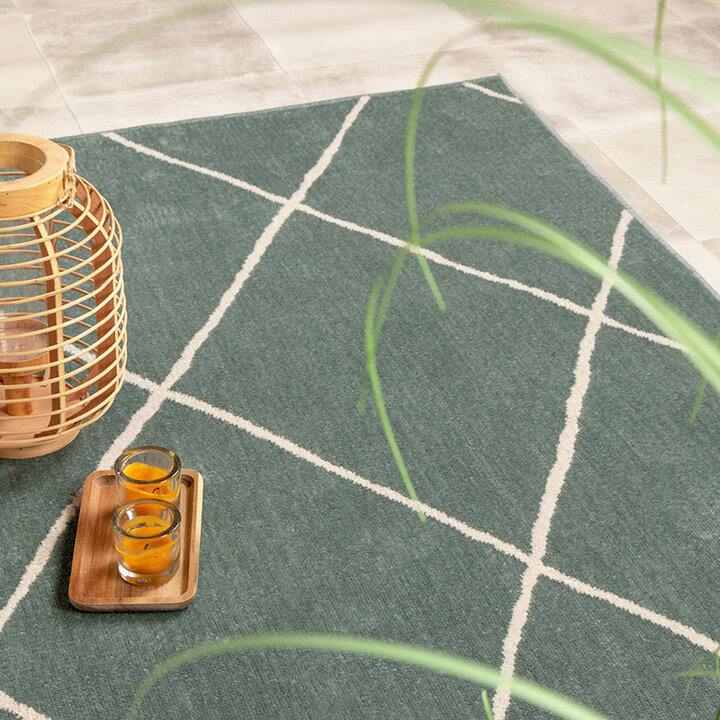 Skandinavisk Utomhusmatta - Odin Lines Grön