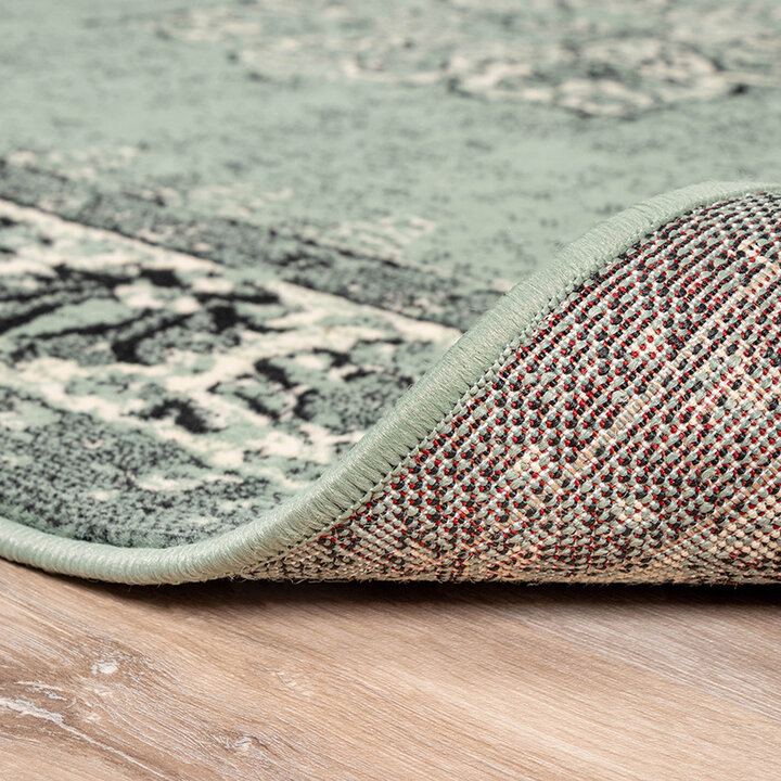 Rund Matta I Vintagestil - Wonder Grön/Svart