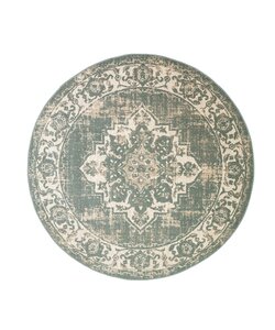 Rund Matta I Vintagestil - Spring Medaillon Grön/Gräddvit