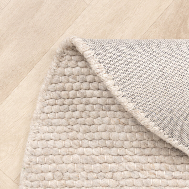 Rund Ullmatta - Feline Vit/Melerad