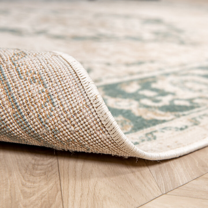 Matta I Vintagestil - Spring Medaillon Gräddvit/Grön