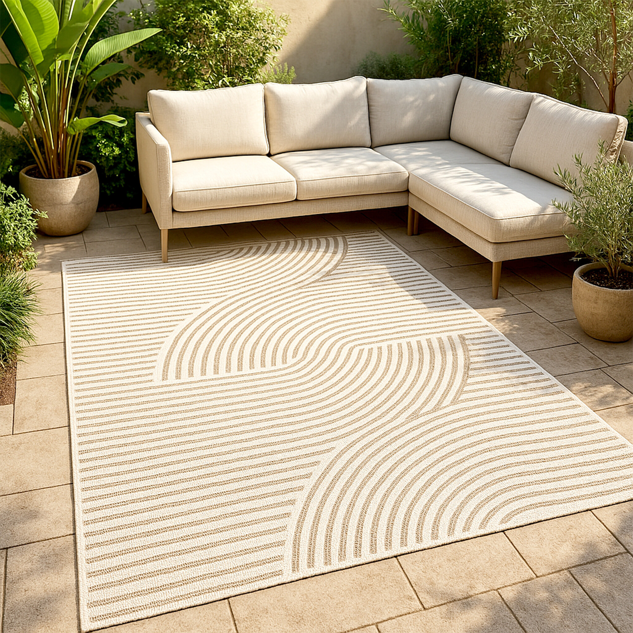 Modern Matta - Nori Curves Vit/Taupe