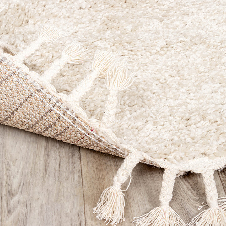 Rund Matta Med Hög Lugg  - Lofty Fringe Gräddvit/Vit