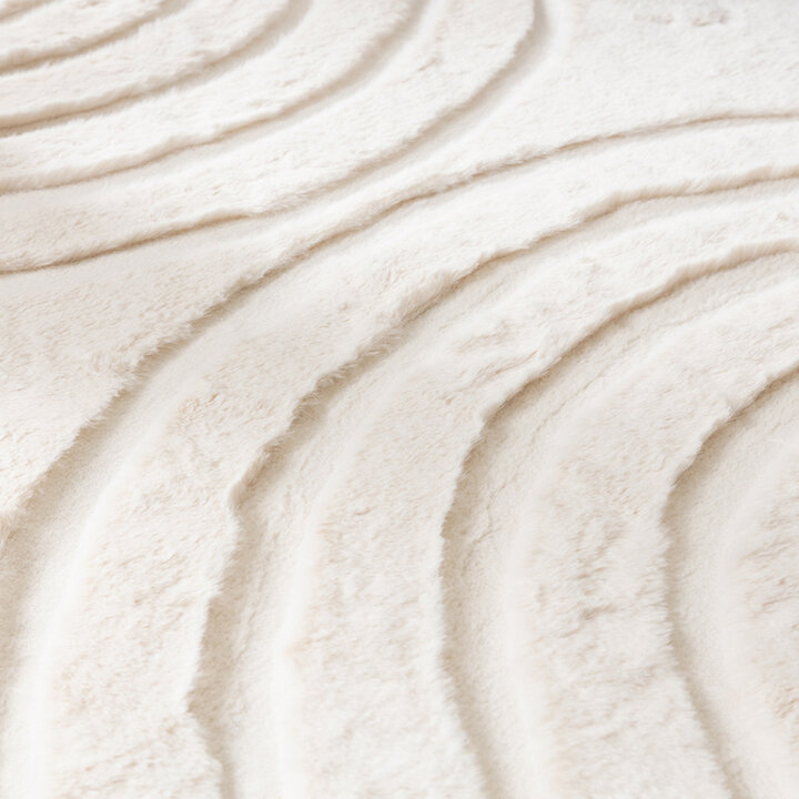 Rund Matta Med Hög Lugg  - Carvy Arches Gräddvit