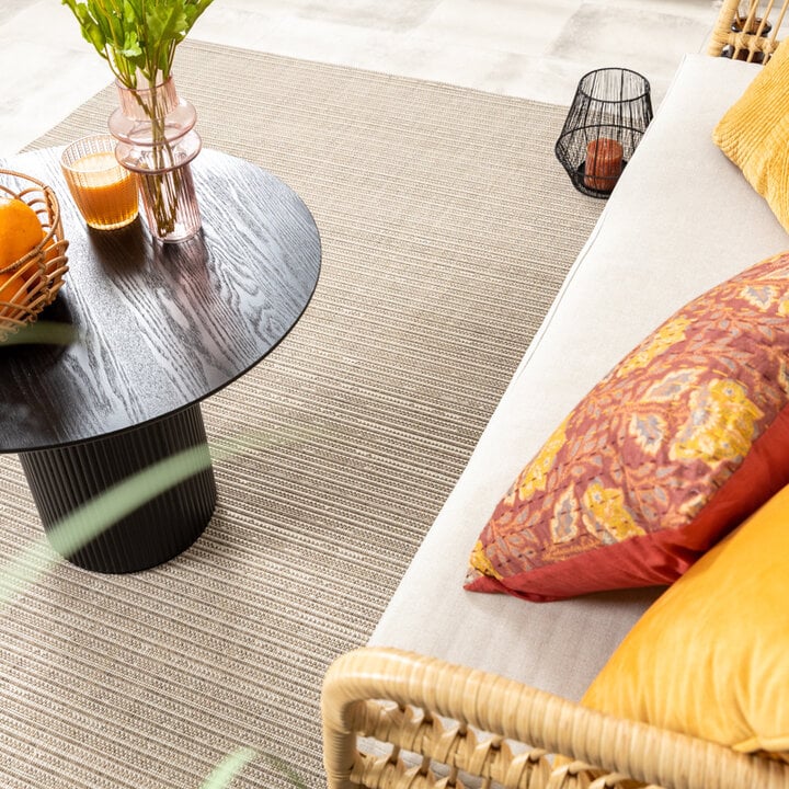 Utomhusmatta I Jute - Nomad Melerad Gräddvit