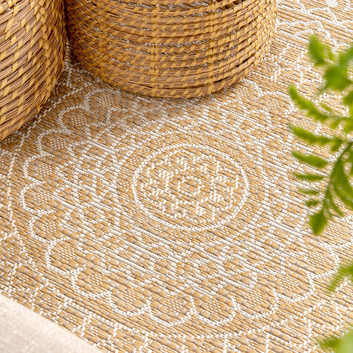 Rund Utomhusmatta - Summer Aztec Gul