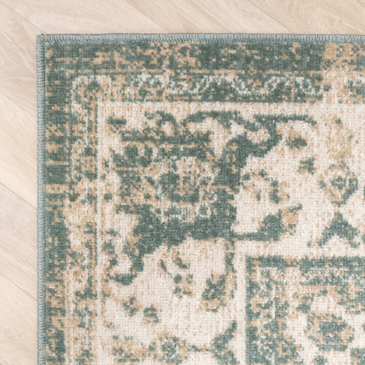 Matta I Vintagestil - Spring Medaillon Grön/Gräddvit