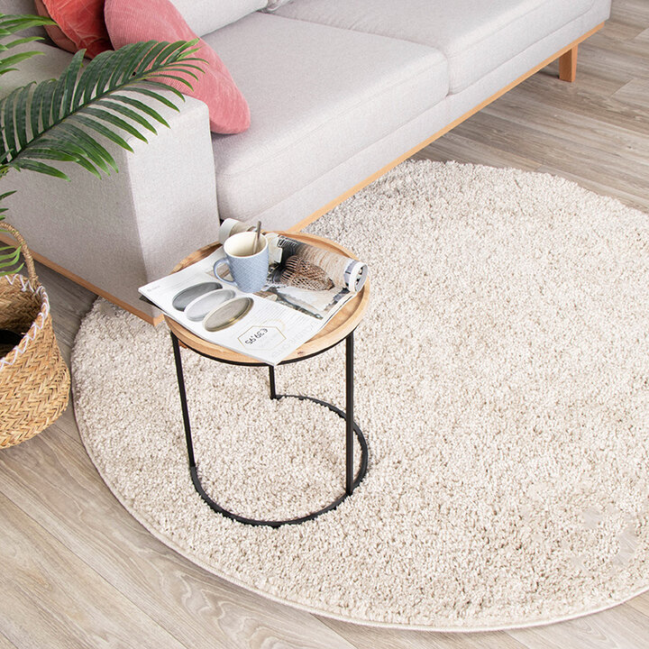 Rund Matta Med Hög Lugg  - Lofty Gräddvit/Vit