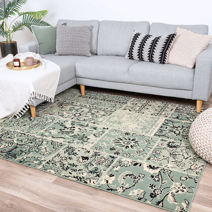 Matta I Vintagestil - Wonder Patchwork Grön/Svart