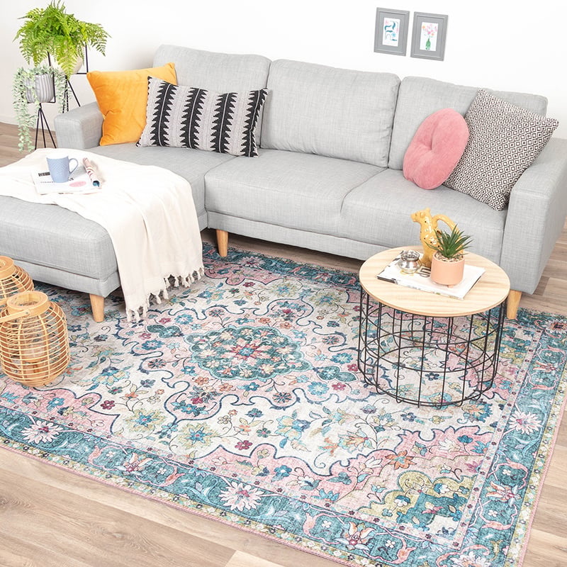 Matta I Vintagestil - Lily Oriental Blå/Rosa