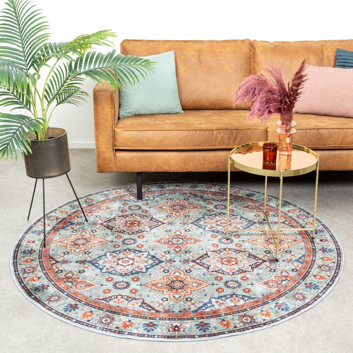 Rund Matta I Vintagestil - Imagine Oriental Grön