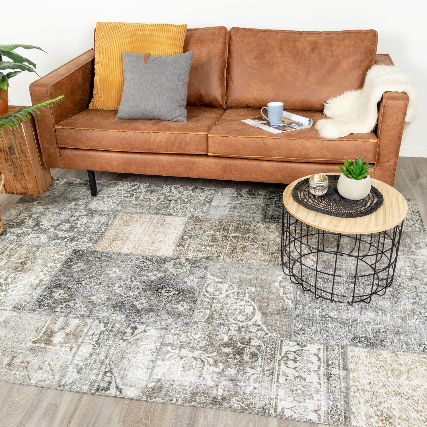 Lapptäckesmatta  - Lago Patchwork Grå