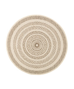 Rund Jute Utomhusmatta - Nomad Aztec Gräddvit
