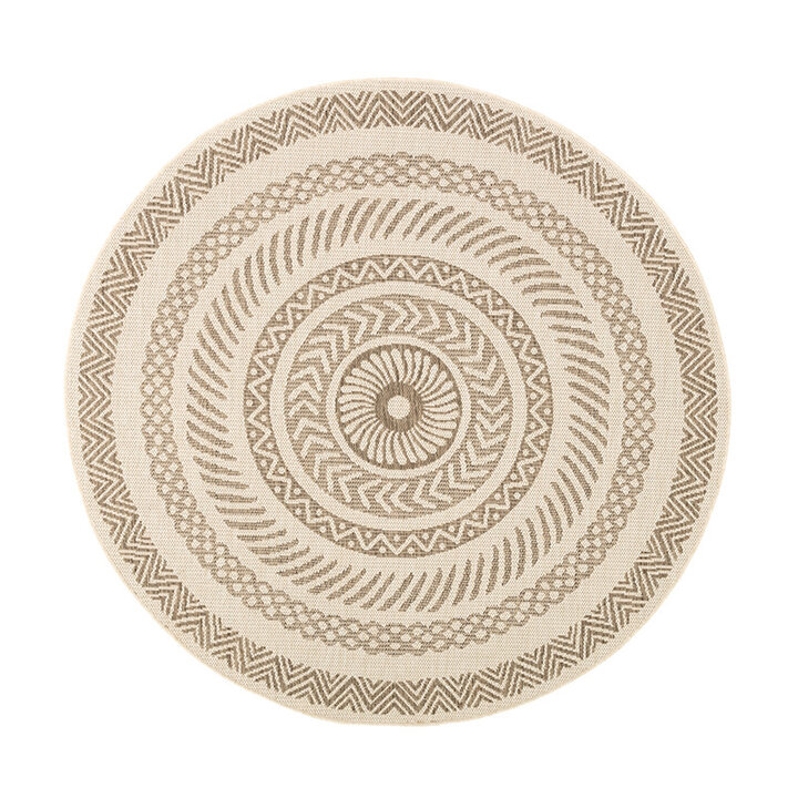 Rund Jute Utomhusmatta - Nomad Aztec Gräddvit