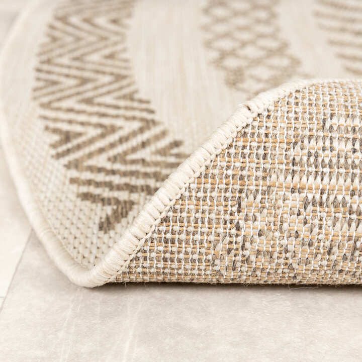 Rund Jute Utomhusmatta - Nomad Aztec Gräddvit