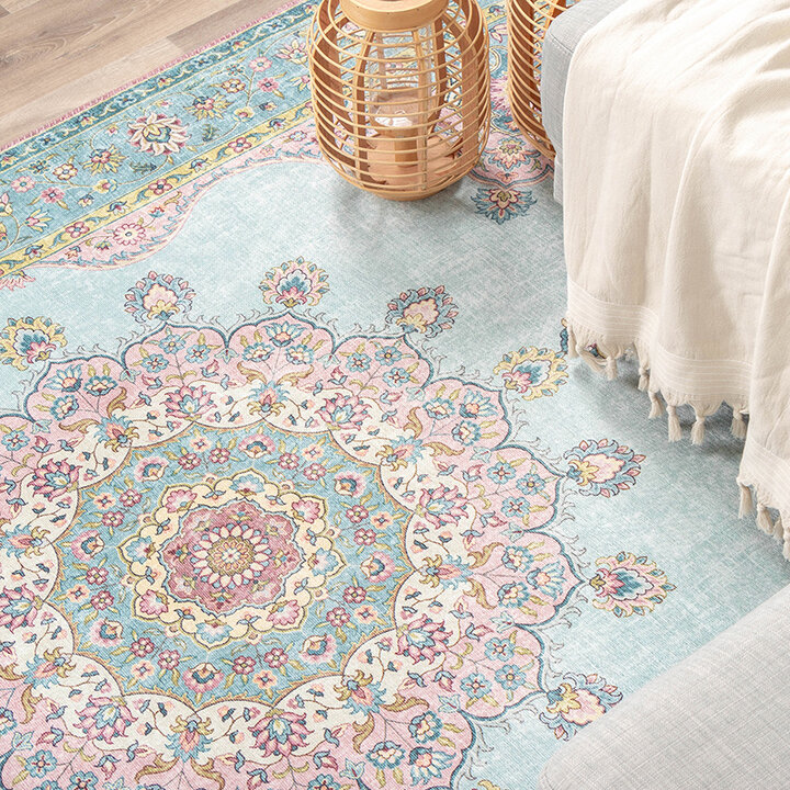 Matta I Vintagestil - Lily Medaillon Ljusblå