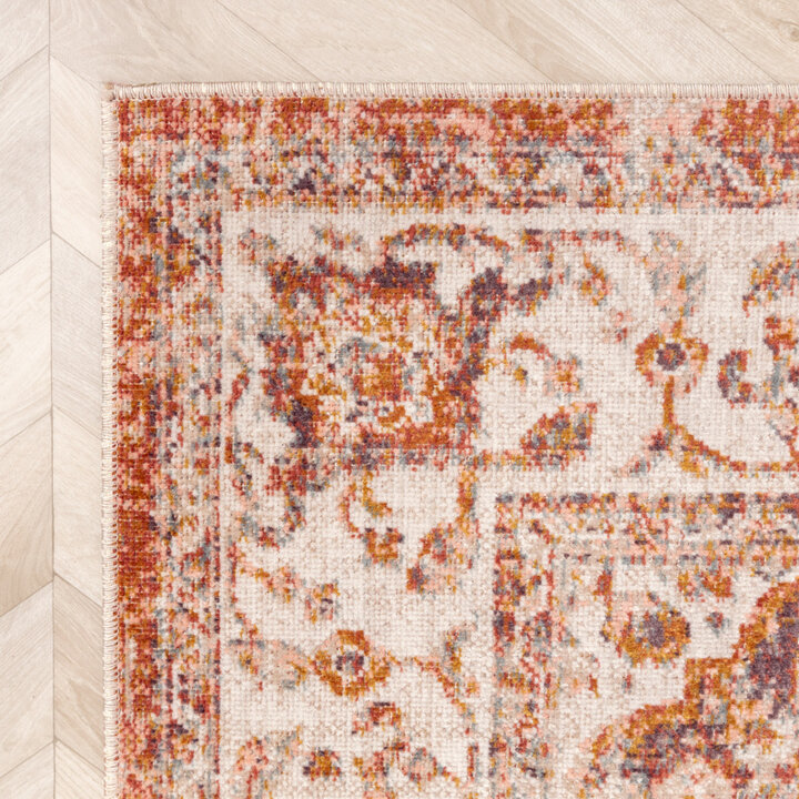 Matta I Vintagestil - Spring Medaillon Terrakotta/Gräddvit