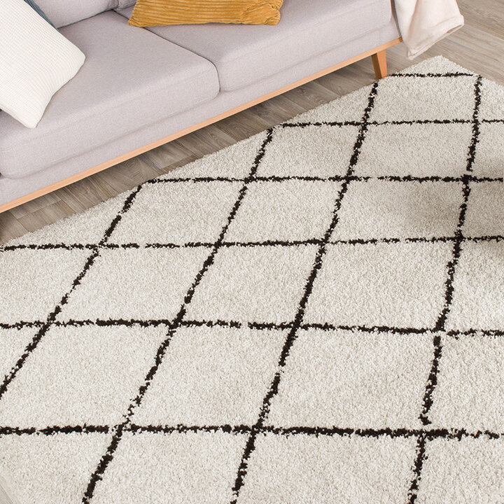 Matta Med Hög Lugg - Grand Lines Gräddvit/Svart