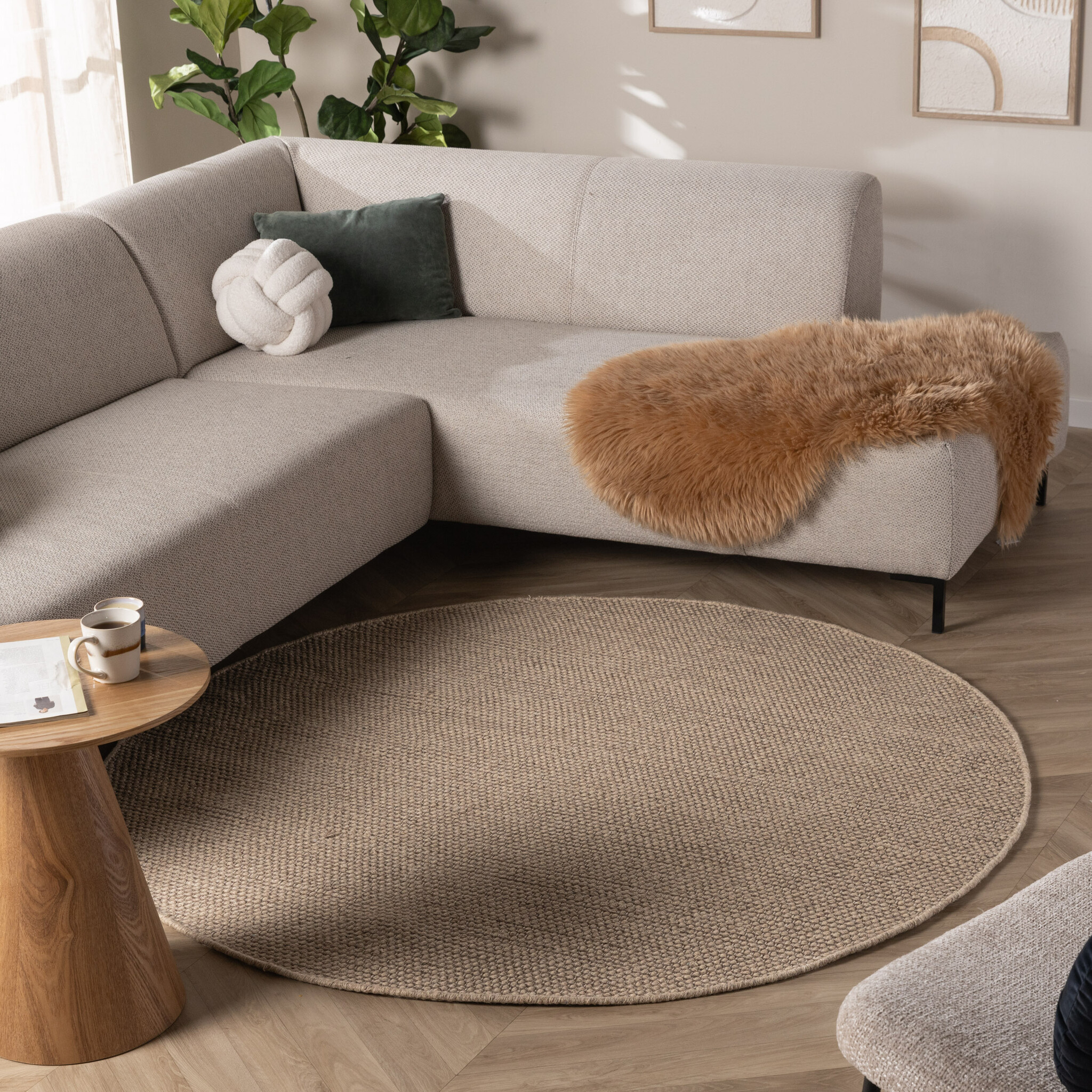 Rund Ullmatta - Bliss Beige/Brun - sfeer