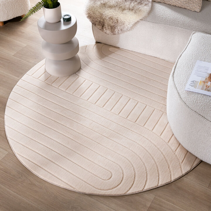 Rund Skandinavisk Matta - Charm Arches Beige