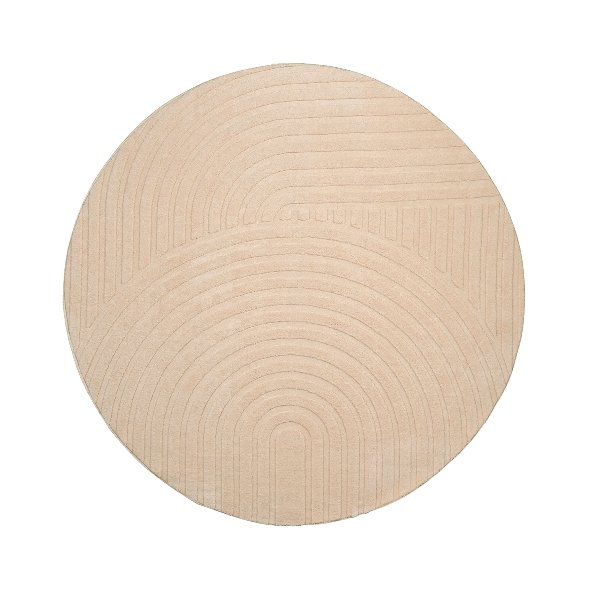 Rund Skandinavisk Matta - Charm Curves Beige - sfeer