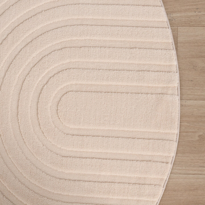 Rund Skandinavisk Matta - Charm Curves Beige