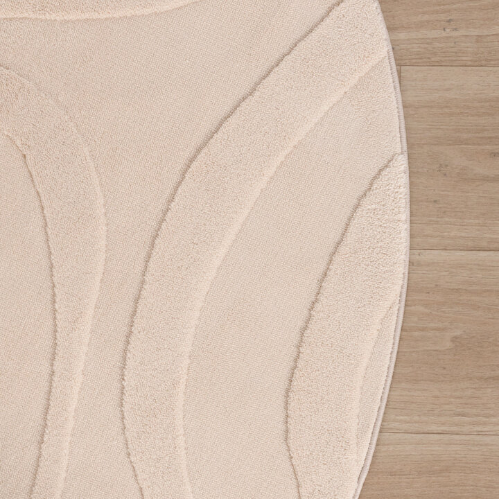 Rund Skandinavisk Matta - Charm Shapes Beige