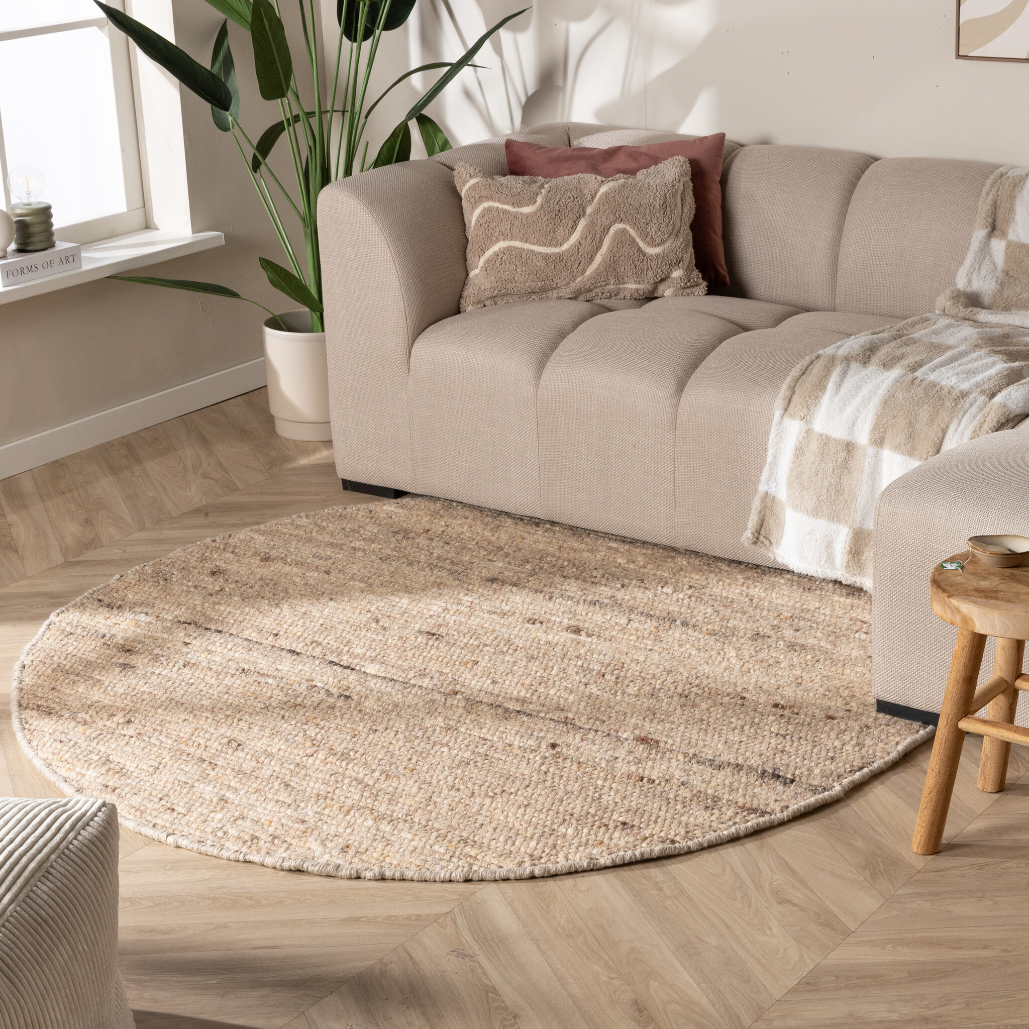 Rund Ullmatta - Feline Taupe/Melerad