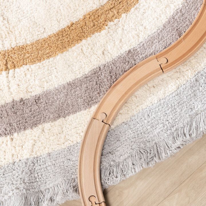 Rund tvättbar barnmatta - Milo Grå