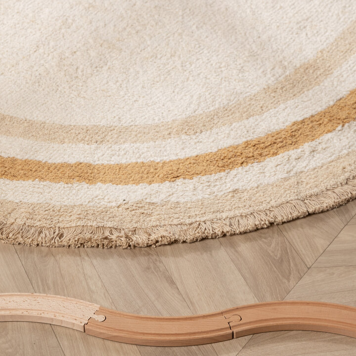 Oval tvättbar barnmatta - Milo Beige