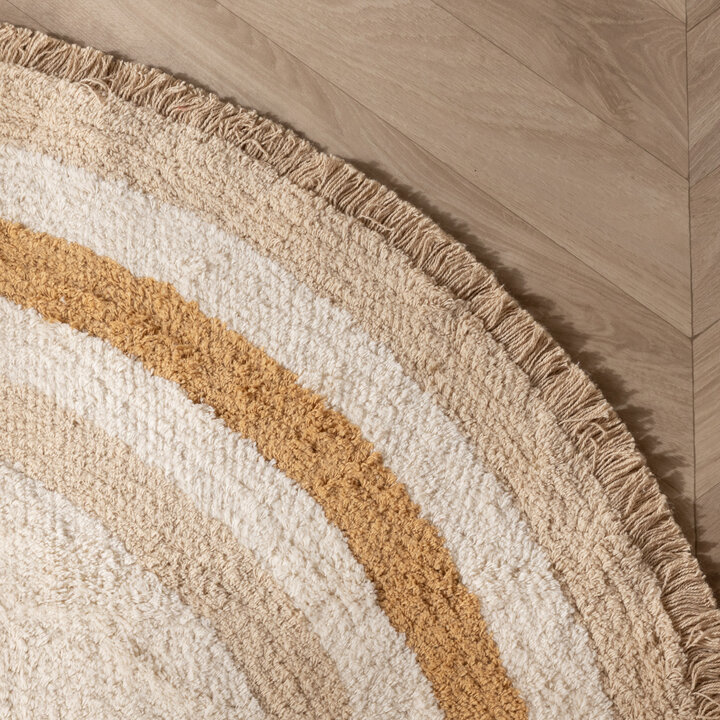 Oval tvättbar barnmatta - Milo Beige