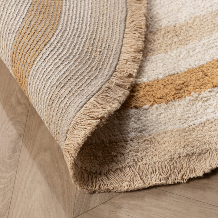 Oval tvättbar barnmatta - Milo Beige