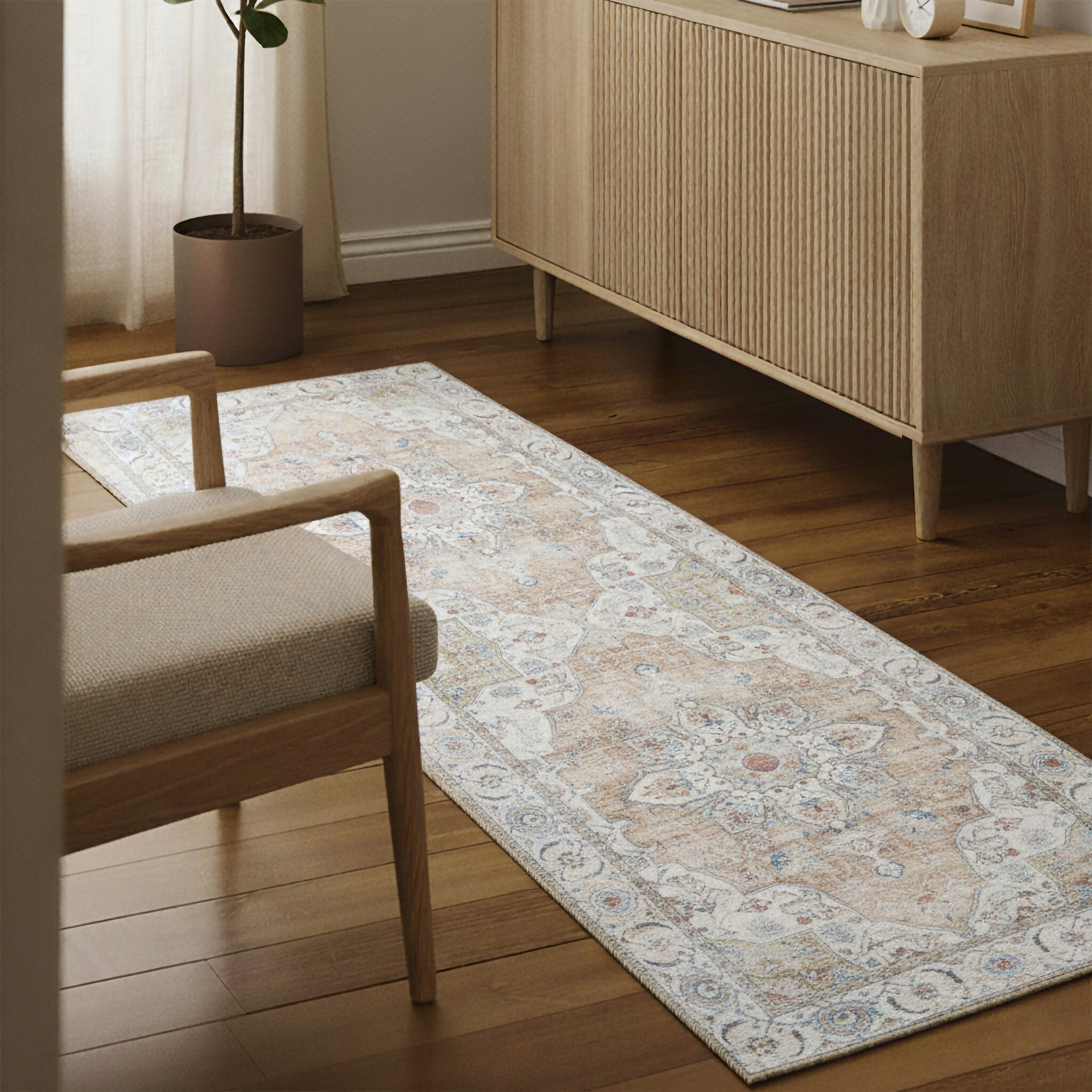 Tvättbar Löpare - Domingo Mandala Beige