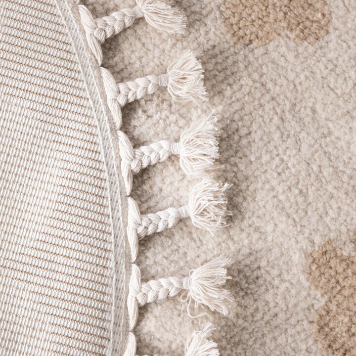 Rund tvättbar barnmatta - Moos Flower Creme