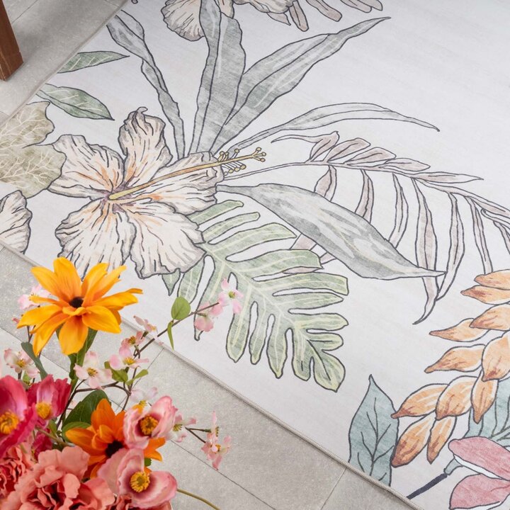 Blommor på utomhusmattan - Poppy Kräm