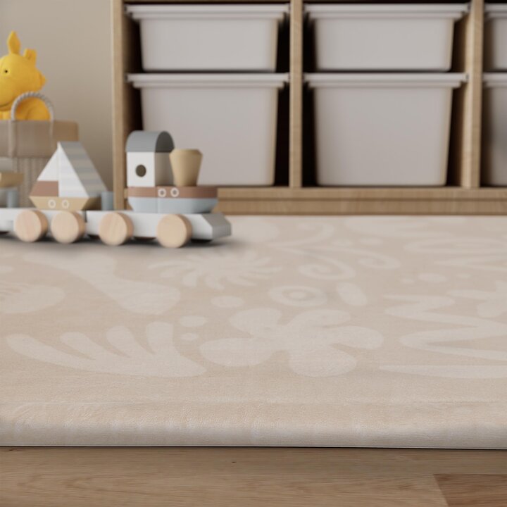 Rund tvättbar lekmatta – Flo Beige