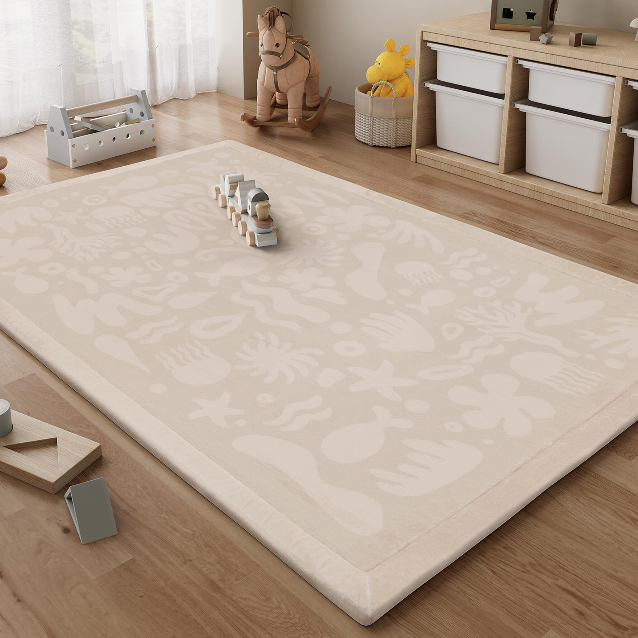 Tvättbar lekmatta – Flo beige